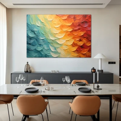 Wall Art titled: Sky in Transition in a  format with: Yellow, Sky blue, and Orange Colors; Decoration the Living Room wall