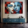 Cuadro kintsugi del amor en formato horizontal con colores Azul, Rojo; Decorando pared de Aparador