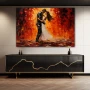 Wall Art titled: Incandescent Passion in a Horizontal format with: Orange, Red, and Vivid Colors; Decoration the Sideboard wall