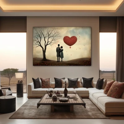 Wall Art titled: Shared Eternity in a  format with: Brown, Red, and Pastel Colors; Decoration the Living Room wall