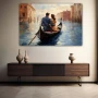Wall Art titled: Navigating Love in a Horizontal format with: Blue, and Brown Colors; Decoration the Sideboard wall