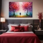 Wall Art titled: Pathways of Hope in a Horizontal format with: Blue, Red, Violet, and Vivid Colors; Decoration the Bedroom wall