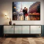 Wall Art titled: Boulevard of Dreams in a Horizontal format with: Yellow, Sky blue, Grey, and Brown Colors; Decoration the Sideboard wall