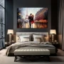 Wall Art titled: Boulevard of Dreams in a Horizontal format with: Yellow, Sky blue, Grey, and Brown Colors; Decoration the Bedroom wall