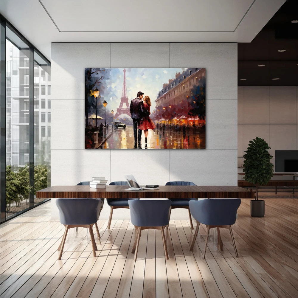 Wall Art titled: Boulevard of Dreams in a Horizontal format with: Yellow, Sky blue, Grey, and Brown Colors; Decoration the  wall