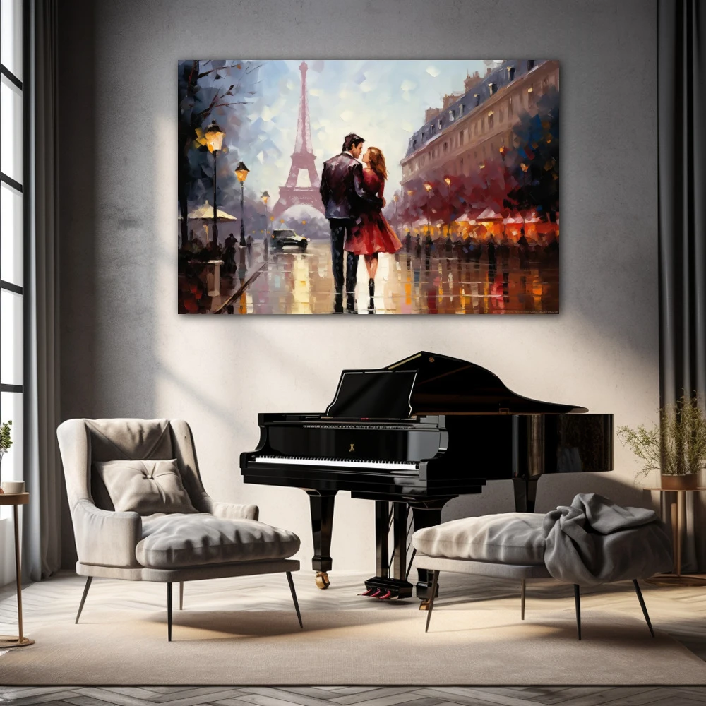 Wall Art titled: Boulevard of Dreams in a Horizontal format with: Yellow, Sky blue, Grey, and Brown Colors; Decoration the Living Room wall
