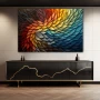 Wall Art titled: Thousand Layers in a Horizontal format with: Yellow, Blue, and Vivid Colors; Decoration the Sideboard wall