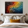Wall Art titled: Thousand Layers in a Horizontal format with: Yellow, Blue, and Vivid Colors; Decoration the Bedroom wall