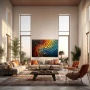 Wall Art titled: Thousand Layers in a Horizontal format with: Yellow, Blue, and Vivid Colors; Decoration the Living Room wall