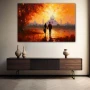 Wall Art titled: Towards the Temple of Love in a Horizontal format with: Yellow, and Brown Colors; Decoration the Sideboard wall