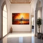 Wall Art titled: Towards the Temple of Love in a Horizontal format with: Yellow, and Brown Colors; Decoration the Entryway wall