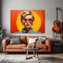 Wall Art titled: Echoes of Consumption in a Horizontal format with: Yellow, Orange, and Red Colors; Decoration the Living Room wall