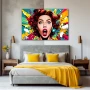 Wall Art titled: Pop Scream in a Horizontal format with: Yellow, Red, Green, and Vivid Colors; Decoration the Bedroom wall
