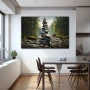 Wall Art titled: Serenity Tower in a Horizontal format with: Grey, and Green Colors; Decoration the Kitchen wall