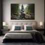 Wall Art titled: Serenity Tower in a Horizontal format with: Grey, and Green Colors; Decoration the Bedroom wall