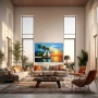 Wall Art titled: Serenity Horizon in a Horizontal format with: Yellow, Blue, and Orange Colors; Decoration the Living Room wall