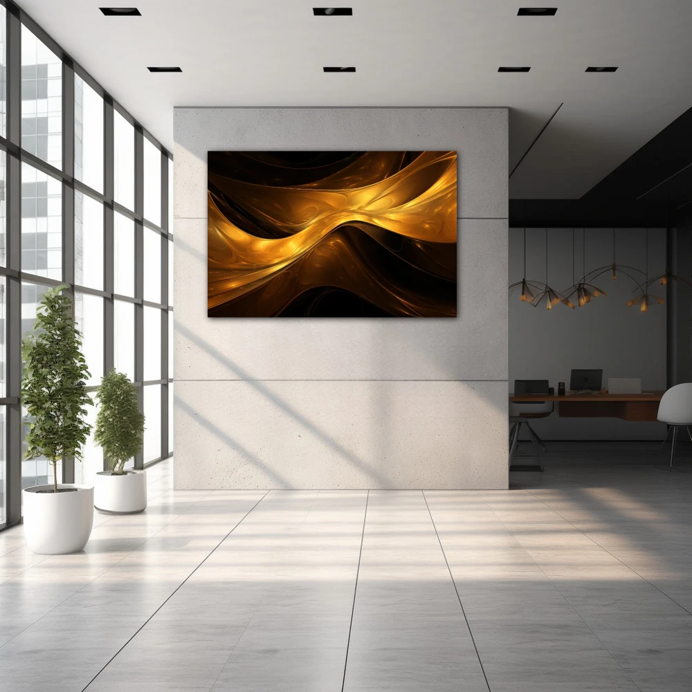 Wall Art titled: Golden Aurora in a Horizontal format with: and Golden Colors; Decoration the  wall