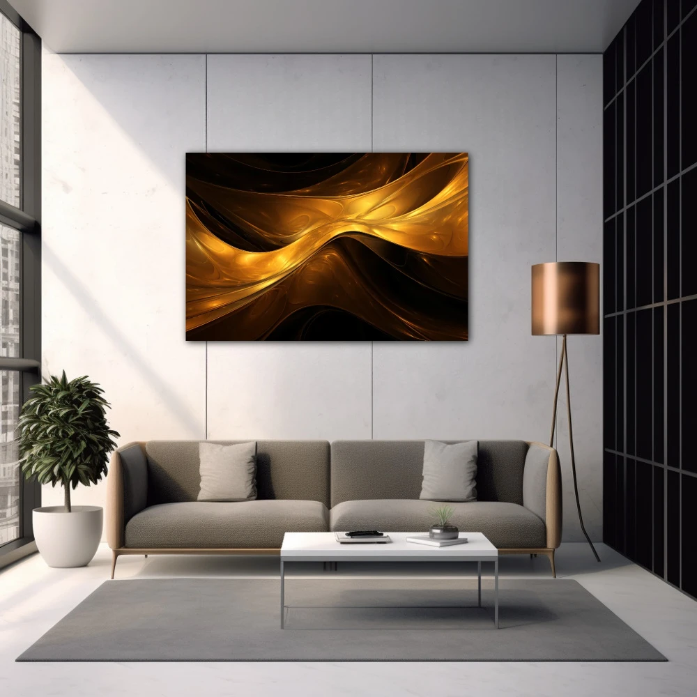 Wall Art titled: Golden Aurora in a Horizontal format with: and Golden Colors; Decoration the  wall