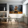 Wall Art titled: Emotional Balance in a Horizontal format with: Grey, Brown, and Orange Colors; Decoration the Kitchen wall