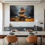 Wall Art titled: Emotional Balance in a Horizontal format with: Grey, Brown, and Orange Colors; Decoration the Living Room wall