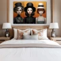 Wall Art titled: Identity Hats in a Horizontal format with: Grey, and Black Colors; Decoration the Bedroom wall