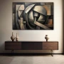 Wall Art titled: Structure of Reality in a Horizontal format with: Grey, and Monochromatic Colors; Decoration the Sideboard wall