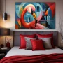Cuadro Espejismo de Flamingo en formato horizontal con colores Azul, Rojo, Rosa; Decorando pared de Habitación dormitorio