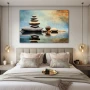 Wall Art titled: Balance of Patience in a Horizontal format with: Blue, Grey, and Brown Colors; Decoration the Bedroom wall