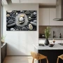 Wall Art titled: Natural Geometry in a Horizontal format with: white, Grey, and Monochromatic Colors; Decoration the Kitchen wall