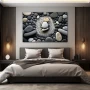 Wall Art titled: Natural Geometry in a Horizontal format with: white, Grey, and Monochromatic Colors; Decoration the Bedroom wall