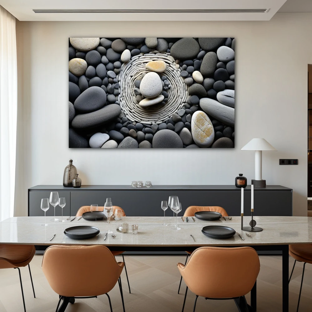Wall Art titled: Natural Geometry in a Horizontal format with: white, Grey, and Monochromatic Colors; Decoration the Living Room wall