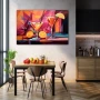 Wall Art titled: Geometry of Tropical Seduction in a Horizontal format with: Orange, and Pink Colors; Decoration the Kitchen wall