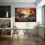 Wall Art titled: Mirages of Eden in a Horizontal format with: Red, Green, and Vivid Colors; Decoration the Kitchen wall