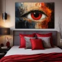 Wall Art titled: Crimson Pupil in a Horizontal format with: Red, and Beige Colors; Decoration the Bedroom wall