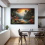Wall Art titled: Fragile Majesty in a Horizontal format with: Orange, Green, and Vivid Colors; Decoration the Kitchen wall