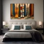Wall Art titled: Paths of Passion in a Horizontal format with: Blue, and Orange Colors; Decoration the Bedroom wall