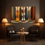Wall Art titled: Paths of Passion in a Horizontal format with: Blue, and Orange Colors; Decoration the Living Room wall