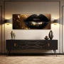 Wall Art titled: Kisses of Magma in a Elongated format with: Golden, Brown, and Black Colors; Decoration the Sideboard wall
