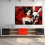 Wall Art titled: Shadows and Temptations in a Horizontal format with: Grey, Black, and Red Colors; Decoration the Sideboard wall
