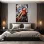 Wall Art titled: Fragments of Passion in a Vertical format with: Grey, and Orange Colors; Decoration the Bedroom wall