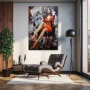 Wall Art titled: Fragments of Passion in a Vertical format with: Grey, and Orange Colors; Decoration the Living Room wall
