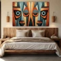 Wall Art titled: Observer's Enigma in a Horizontal format with: Grey, and Orange Colors; Decoration the Bedroom wall