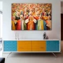 Wall Art titled: Electric Ecumenical Vibration in a Horizontal format with: Brown, Orange, and Vivid Colors; Decoration the Sideboard wall