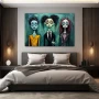 Wall Art titled: The Gallery of Eccentricity in a Horizontal format with: Yellow, Black, and Green Colors; Decoration the Bedroom wall