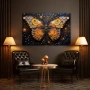 Wall Art titled: Metamorphosis Astral in a Horizontal format with: Blue, Orange, and Black Colors; Decoration the Living Room wall