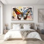 Wall Art titled: Flutter of Broken Dreams in a Horizontal format with: Blue, white, and Red Colors; Decoration the Bedroom wall