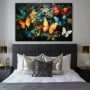 Wall Art titled: Wings of Earthly Fantasy in a Horizontal format with: Sky blue, Orange, and Vivid Colors; Decoration the Bedroom wall