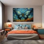 Cuadro Crepúsculo de Alas Danzantes en formato horizontal con colores Amarillo, Azul; Decorando pared de Dormitorio Juvenil