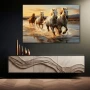 Wall Art titled: Twilight Gallop in a Horizontal format with: white, Brown, and Beige Colors; Decoration the Sideboard wall