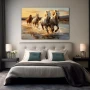 Wall Art titled: Twilight Gallop in a Horizontal format with: white, Brown, and Beige Colors; Decoration the Bedroom wall